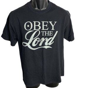 Religious Mens Crewneck Shirt Obey The Lord He Shall Fulfill Your Thirst Sz M
